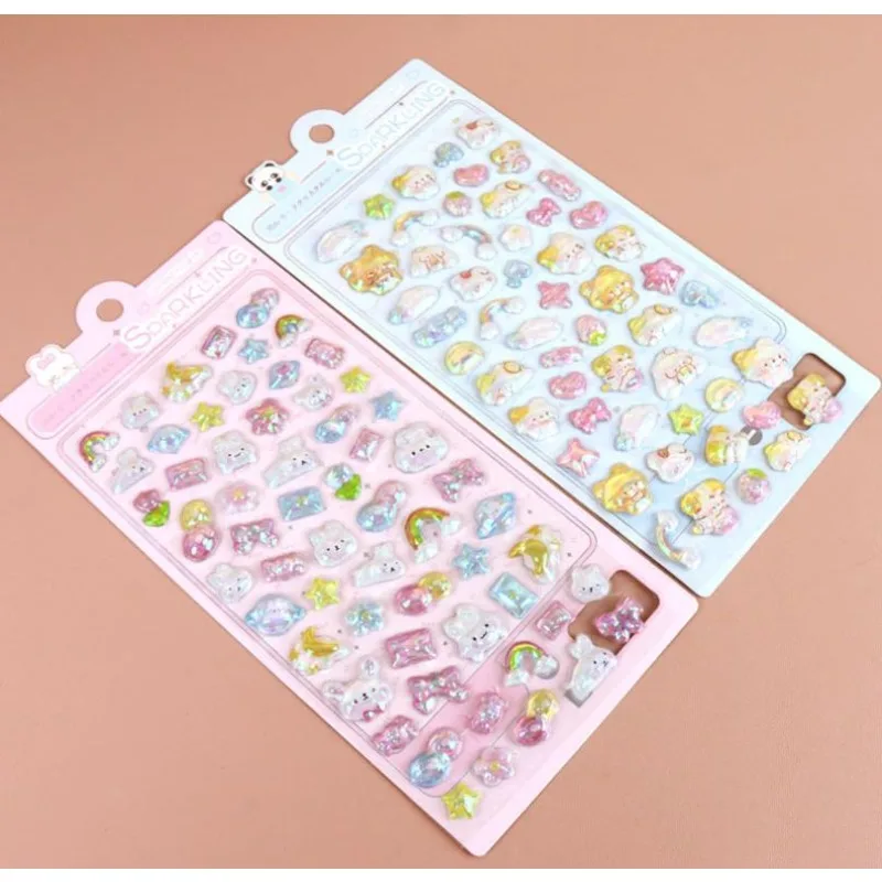 

popular 3D rainbow embossed stickers for children, featuring cute animals, perfect for decorating planner books Gifts