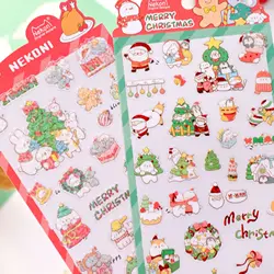 Shining Christmas Stickers for Card Making Cute Santa Claus Gingerbread Man X'mas Wreath Scrapbooking Sticker Crafts Supplies