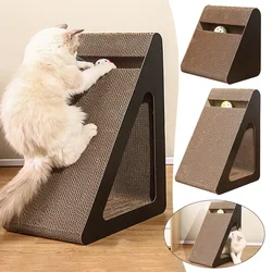 2 in 1 Cat Scratcher Cardboard Triangles Shaped Cat Scratching Board With Ball Wear-resistant Cat Clawing Board For Indoor Cat