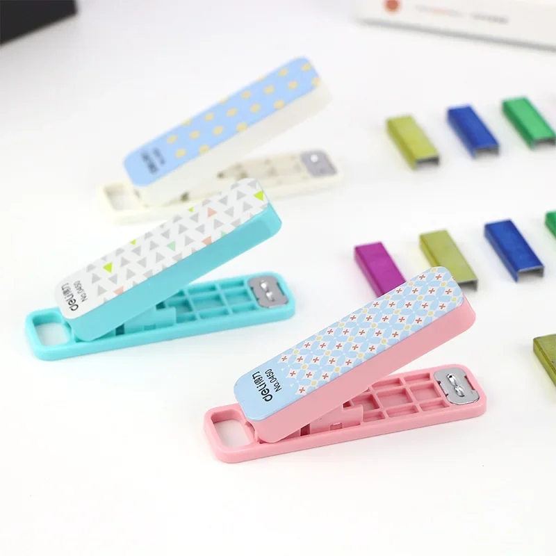 Geometric manual stapler No. 10 color Staples set Mini grapadora papelaria Stationery office accessories school supplies