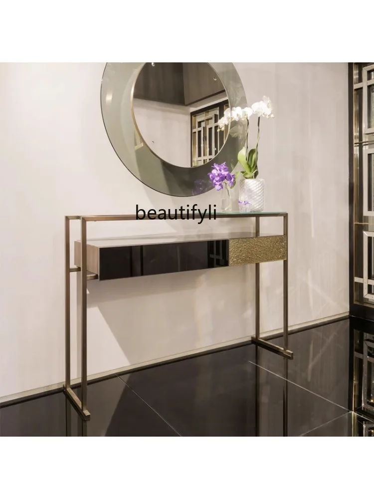 Light Luxury Console Lobby Side View Narrow Table Post-Modern Minimalist Living Room Storage  Decoration Entrance Cabinet