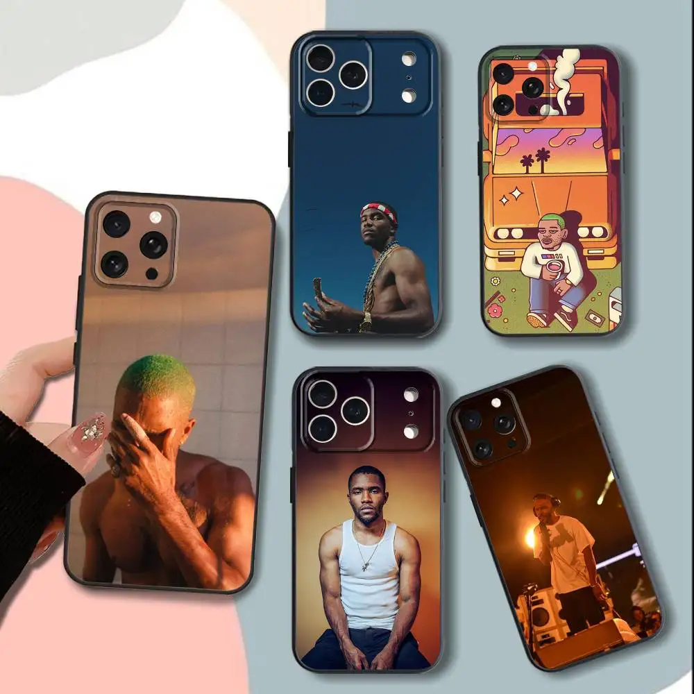 F-Frank – coque de téléphone Singer OceanS, étui noir en Silicone souple pour iPhone 15,13,16,12,11,17,14,Plus,Pro,Max,XS,XR,X,SE,Mini