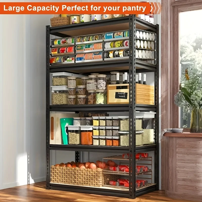 

room decoration 72-inch garage shelving, five-layer heavy-duty garage storage rack, adjustable black practical warehouse shelvin