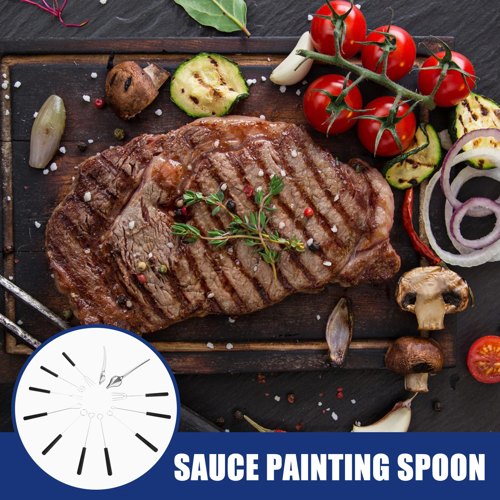 

1Set Stainless Steel Sauce Painting Spoon Fork Set Exquisite Design Culinary Decorating Utensils for Desserts Sauces Chocolate