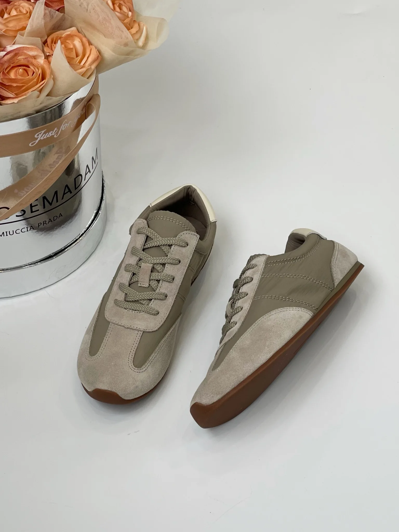 Jenny&Dave Girls Block Vulcanized Sports Sneakers Shoes Women Minimalist Retro Color Genuine Leather Breathable Casual Shoes