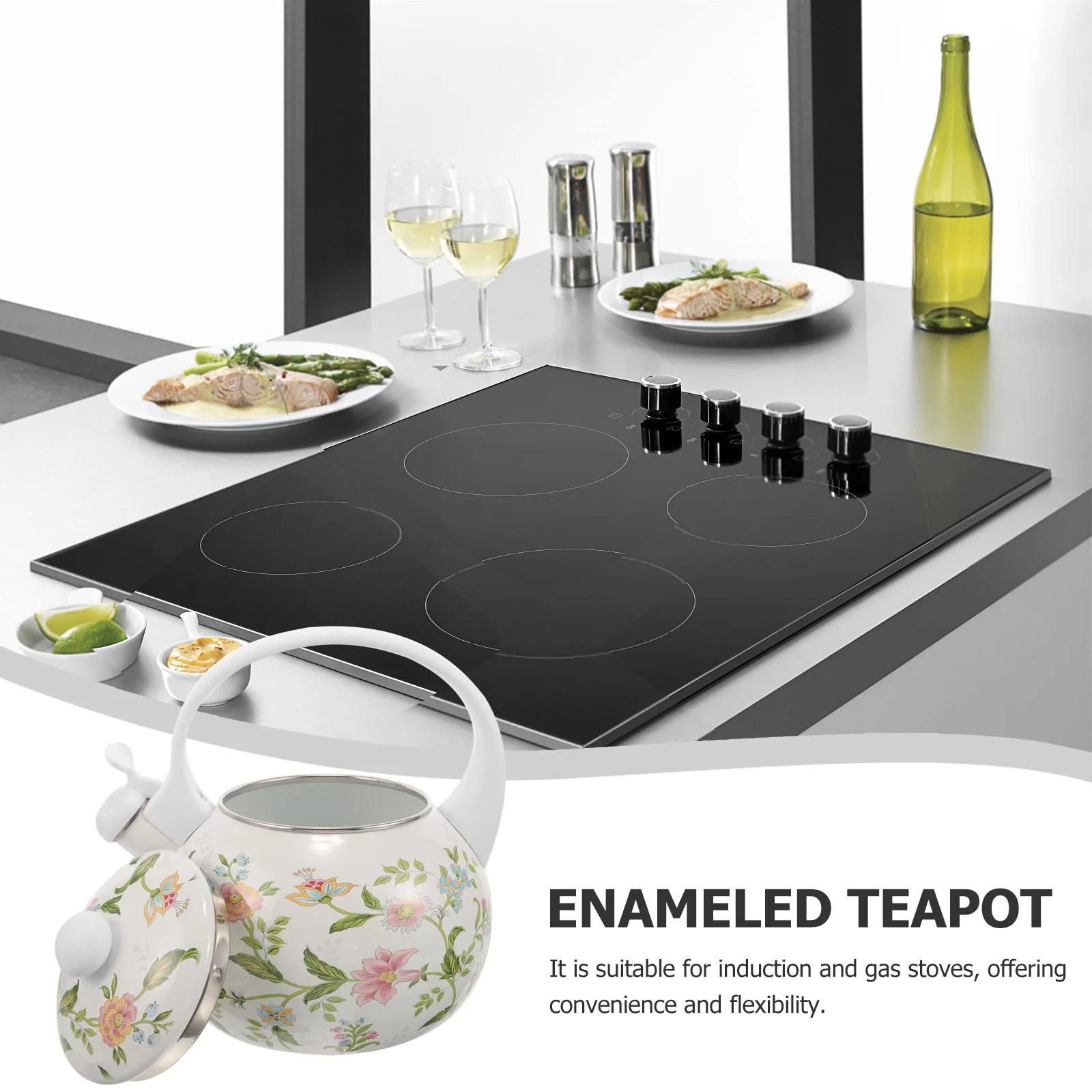 

Enamel Tea Kettle Stovetop Large Capacity Thickened Insulated Water Kettle for Home Office Kitchen Tea Pot for Party