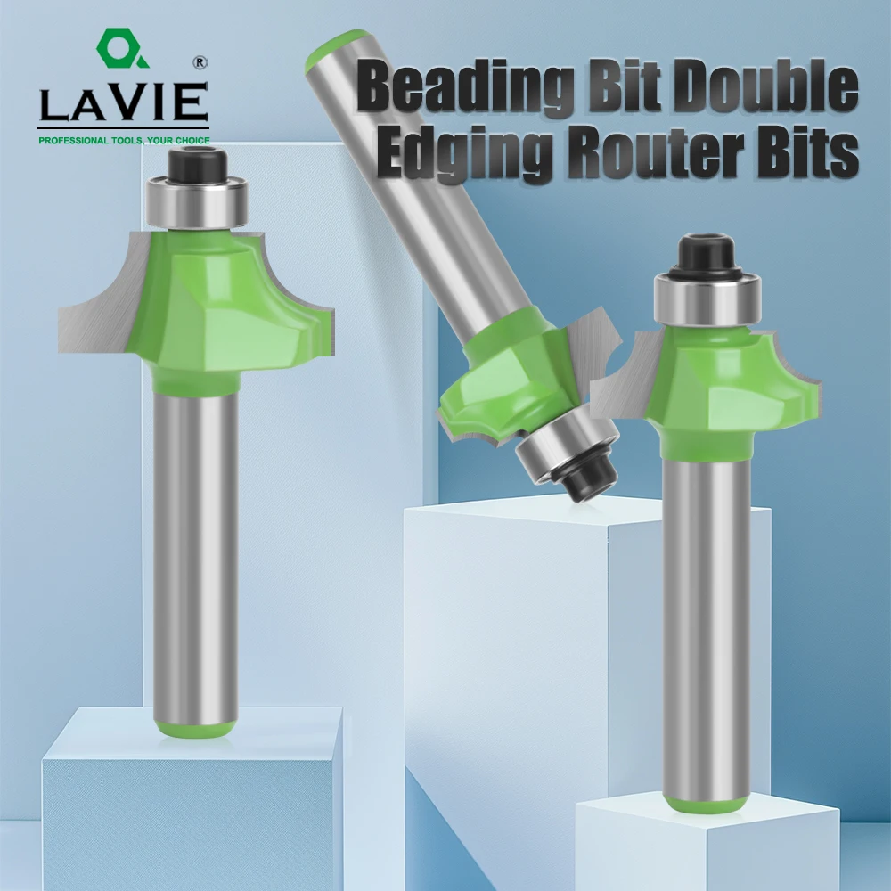 LAVIE 4/5/9Pcs 8mm Shank Straight Router Bit Assortment, Green Coated Wood Routing Tool Set For Edge Trimming & Grooving