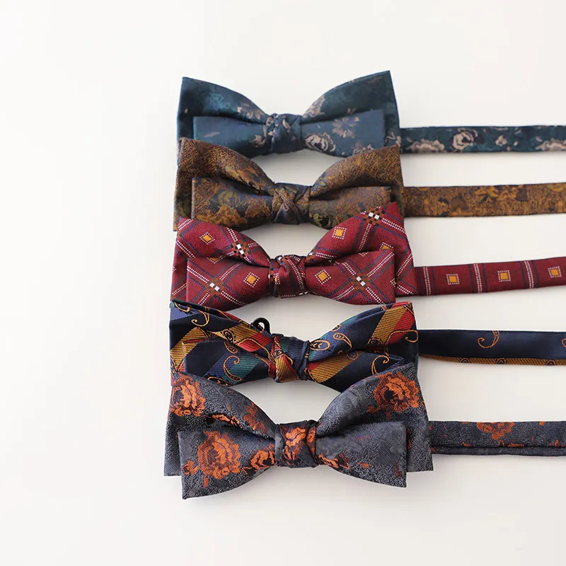 Unique Vintage Simple Jacquard Gentleman Bow Tie, British Dapper Style Burgundy Bowtie For Men, Wedding Banquet Formal Accessory