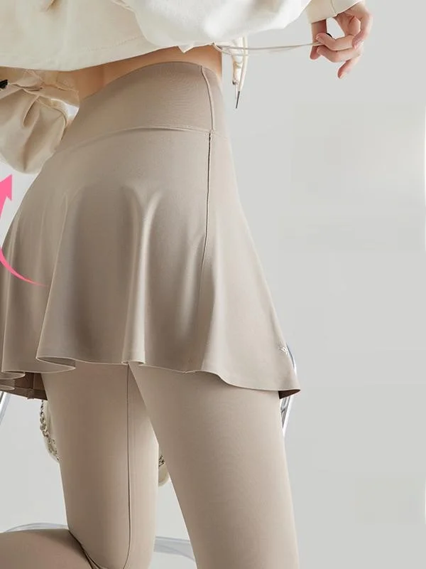 

Spring Summer Yoga Pants Women's Tight Fit Skort Fitn Sport Neall Pleated ort Skirt Nine Points Pants Polyester Fiber