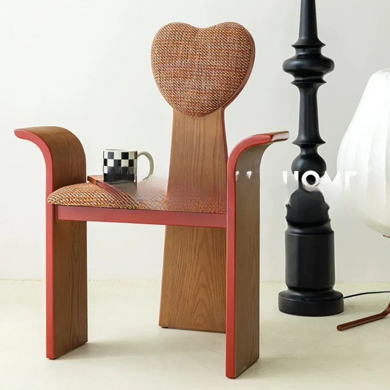 Feng Quan Solid Wood Peach Heart Chair  rest Single Person Leisure   Retro Home