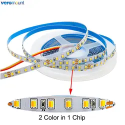 12V 24V DC SMD 2835 CCT LED Strip 120 180 LEDs/m 2 in 1 Chip CCT Dual White Flexible LED Strip Light Tape Lamp IP20 8mm 10mm PCB