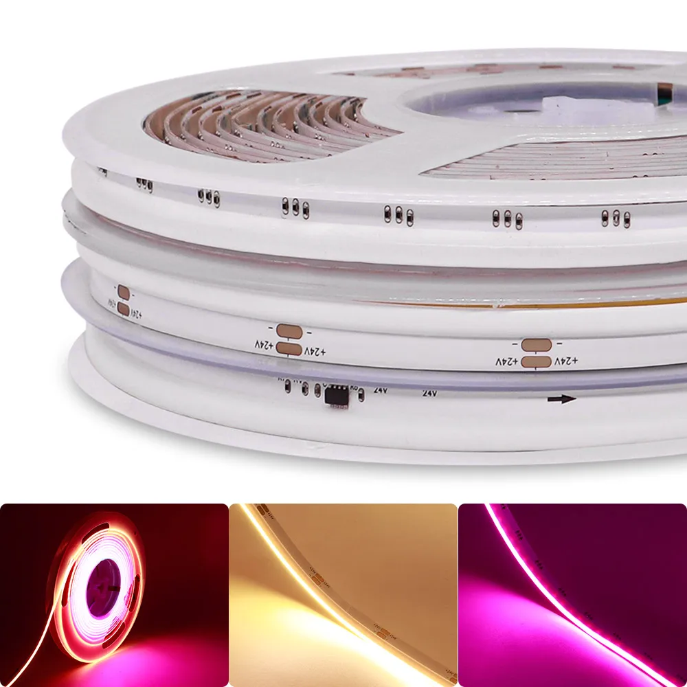 5M COB LED Strip Side Light 480 630LEDs High Density Flexible COB LED Lights DC12V 24V RA90 Single Color/RGB/Colorful LED Tape