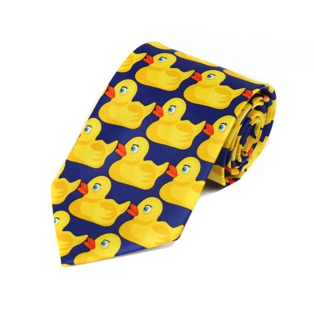 Nuova cravatta How I Met Your Mother Ducky Cravatta gialla con anatra di gomma Cravatta stampata da 8 cm