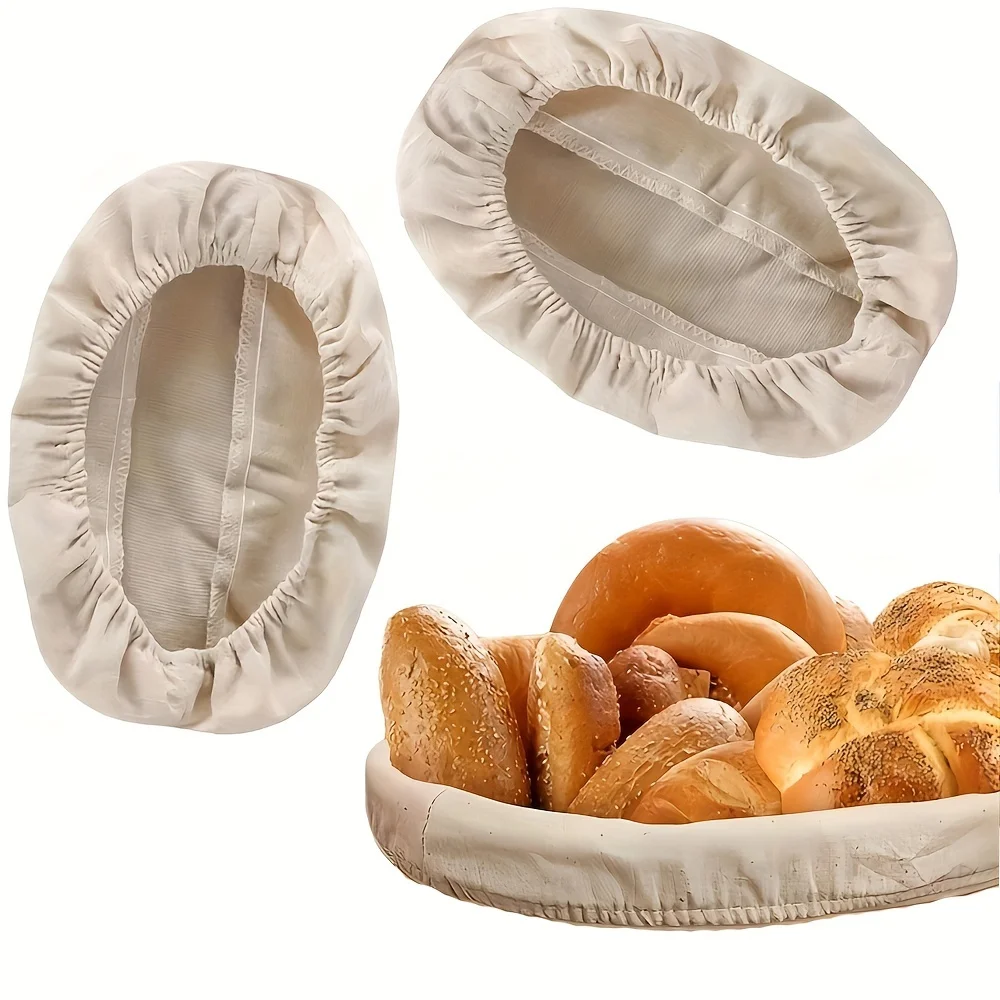 

2pcBread Basket Cloth Cover Dry Storage Fermented Dough Rotundity Ellipse Vine Fermentation Basket Cloth Cover Excluding Baskets