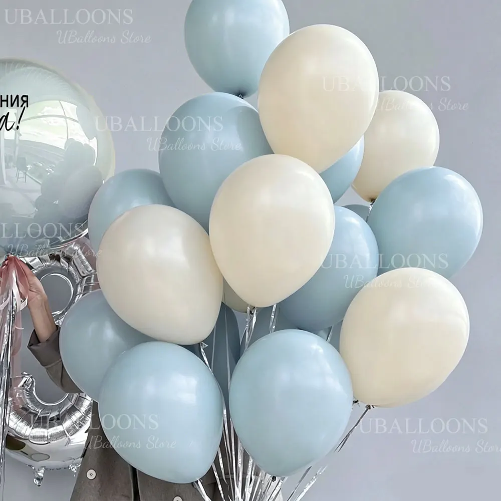 

20/40pcs Sand Dusty Blue Balloons 10Inch Boho Sand White Twilight Haze Blue Balloon for Baby Shower Birthday Wedding Party Decor