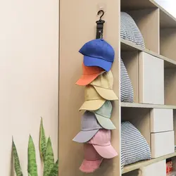 Wardrobe Storage Hanger 8 Clips Hanging Closet Organizer Caps Vertical Shelf Rack Free Punch Hats Holder Hooks