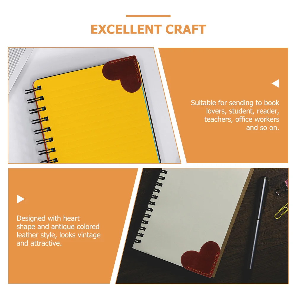 

2Pcs Style Heart Page Corner Bookmarks Protective Covers Book Accessories for Book Lovers Readers