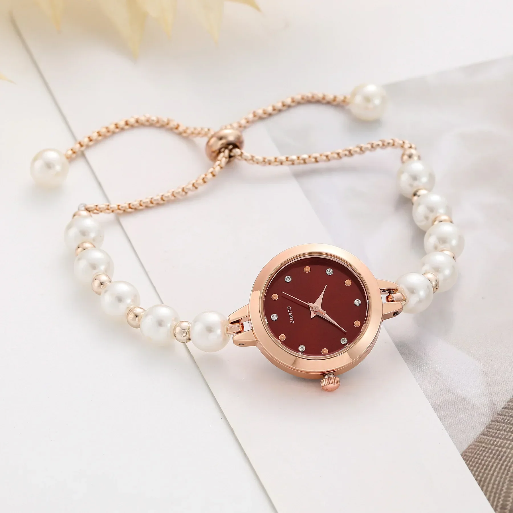 Luxury Women's Pearl Bracelet Watch Female's Clock Watches Ins Style Versatile Ladies Fashion Quartz Wristwatch Relogio Feminino