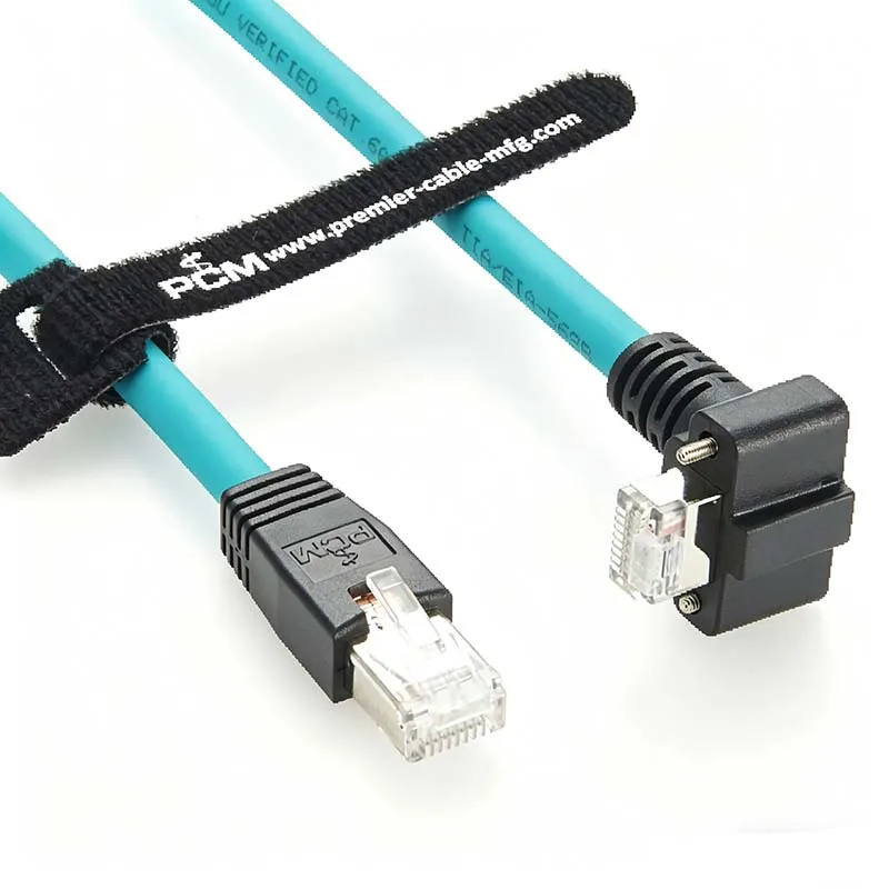 Industrial Camera GigE Gigabit Ethernet RJ45 Right-Angle Cable for Vision Data Transmission, Machine Vision Connection Cable