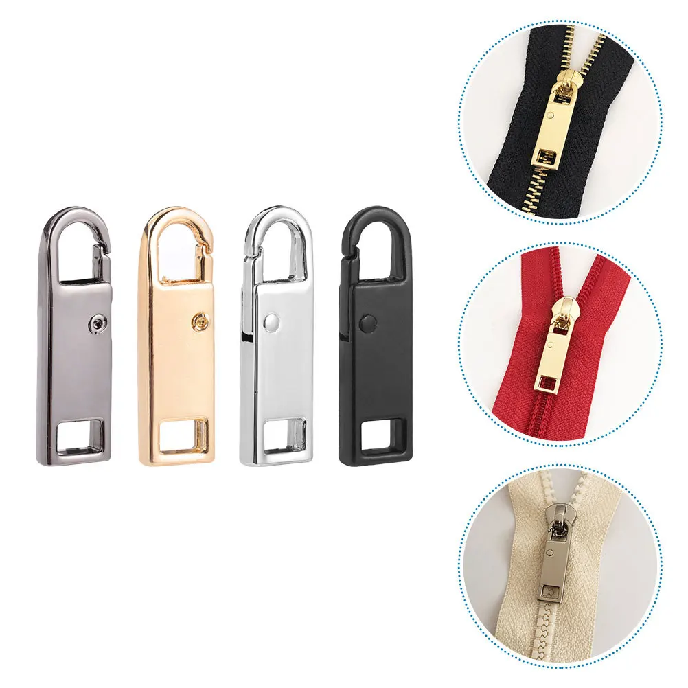 

4pcs Zipper Pullers Replacement Zinc Alloy No Tools Required For Bags Luggage Coats Diy Repair Portable Multi-Function Zipper