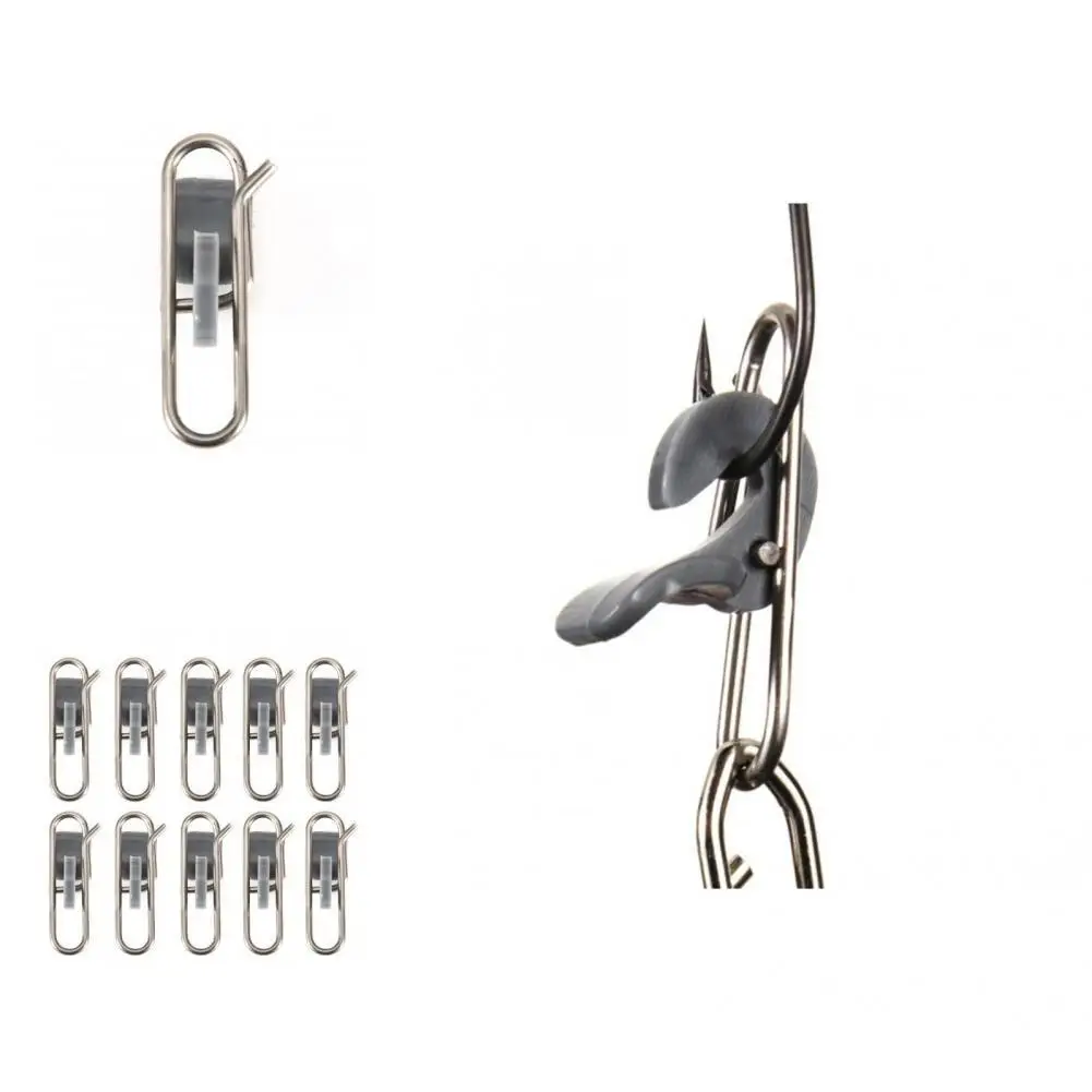 Stainless Steel 10Pcs Efficient Professional Lure Hook Decoupling Lightweight Fishing Bait Clip Solid   Angling Supplies