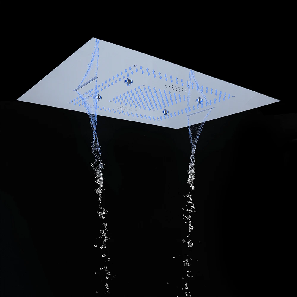 High Quality Ceiling Mist Waterfall Bath Thermostatic Faucets Mist Shower Head Led Spa Rain Shower System Set