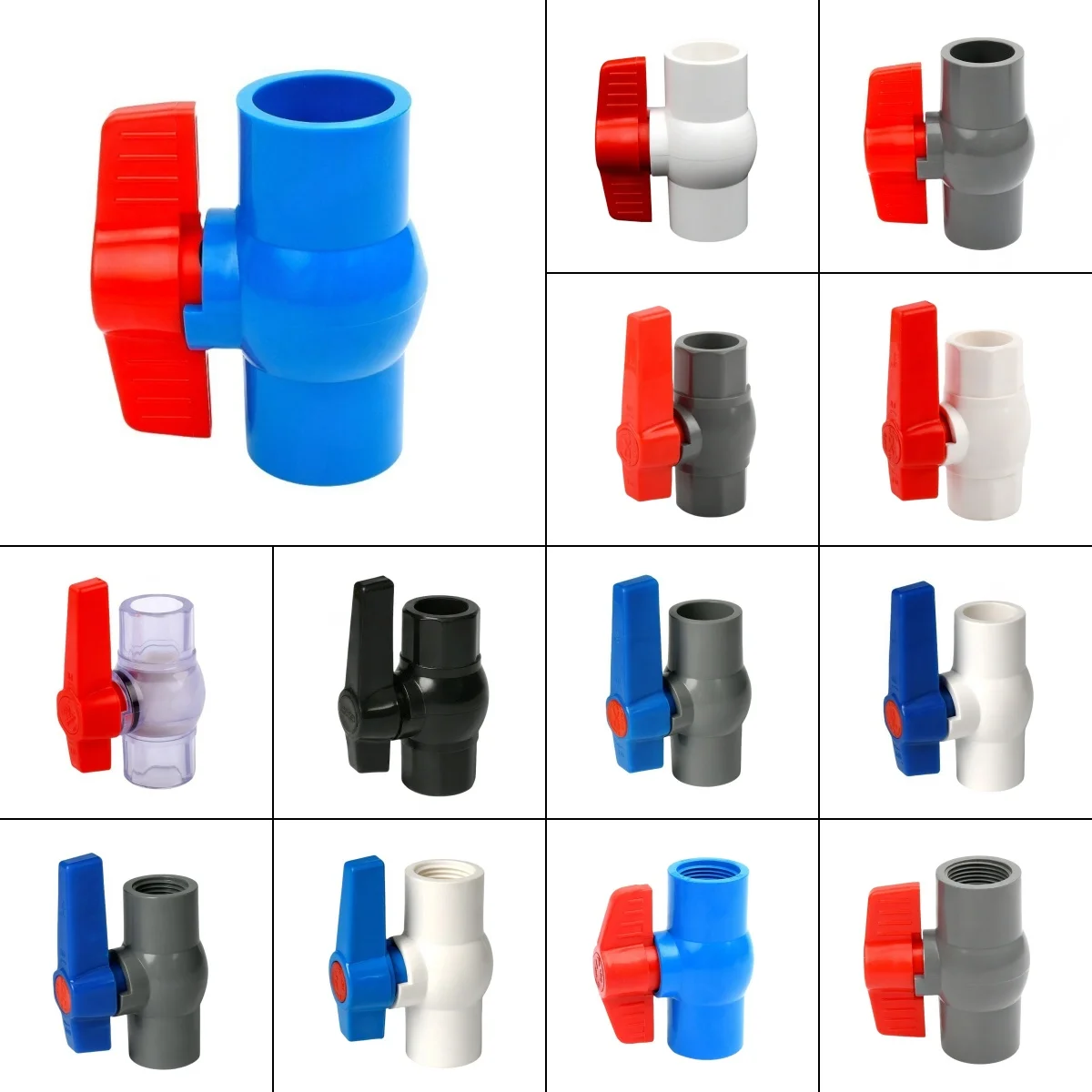 1PC I.D 20~63mm PVC Ball Valve Socket Type Female Thread Pipe Water Switch Aquarium Fish Tank Adapter Irrigation System Fittings