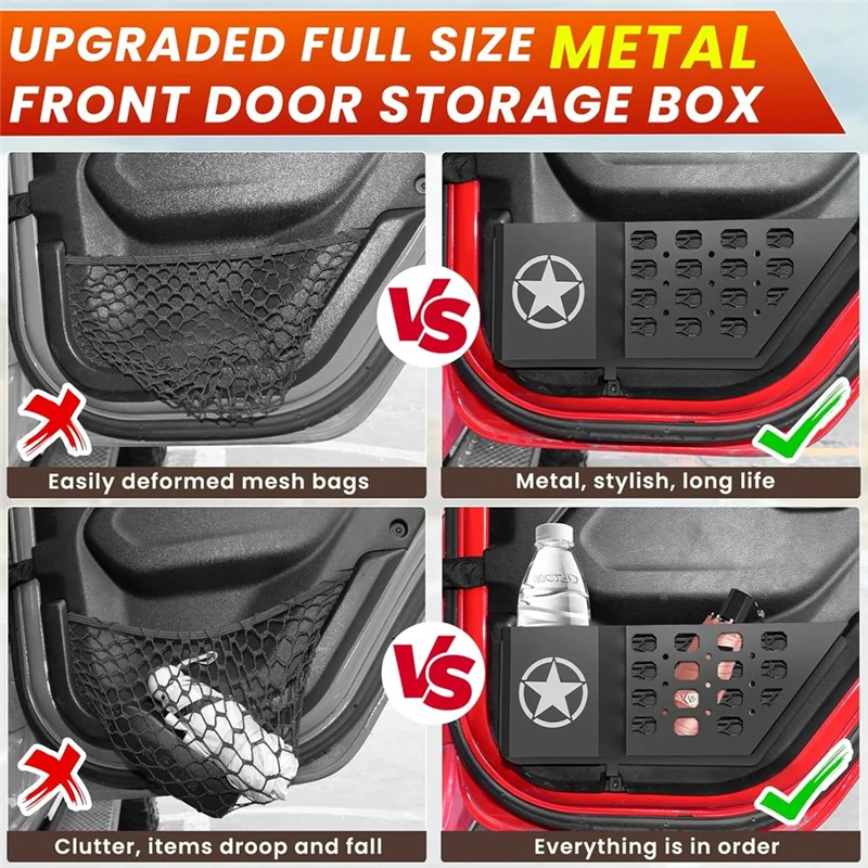 

Rear Door Storage Pockets For Jeep Wrangler JL Gladiator JT 2018-2025 Car Interior Accessories