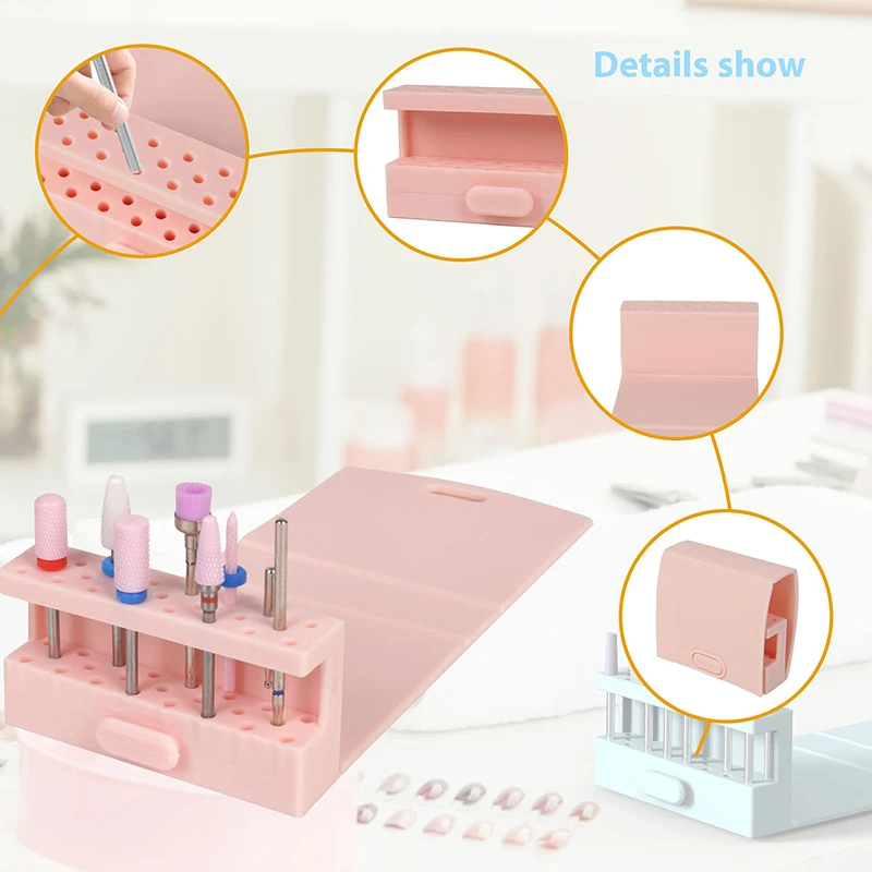 접이식 네일 드릴 비트 가방, 휴대용 거치대 DIY 네일 아트 도구 보관, 네일 연마기 소켓 디스플레이 베이스, 매니큐어 액세서리