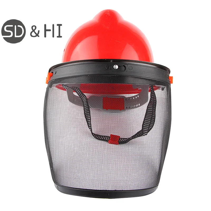 1PC Garden Grass Trimmer Safety Helmet Hat With Full Face Mesh Protective Mask For Logging Brush Cutter Forestry Protection