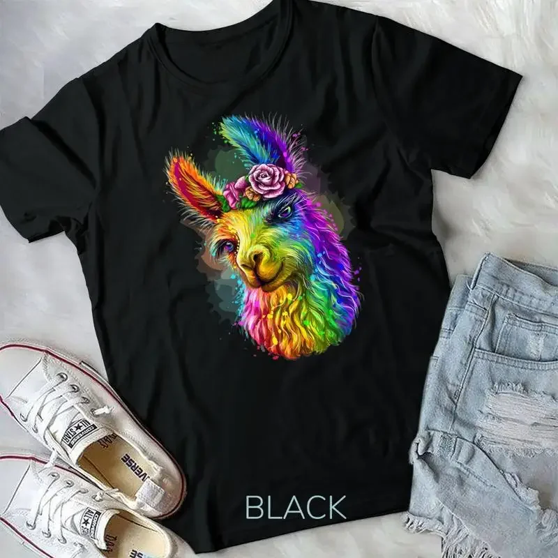 Cute Llama Mom For Llama lovers Colorful Art Llama T Shirt Unisex T shirt