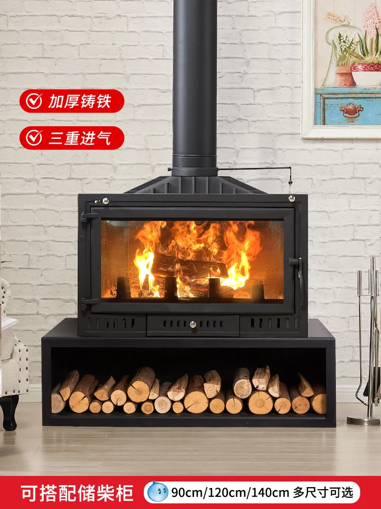 Embedded cast iron wood heating stove stove villa living room rural self-built house household interior