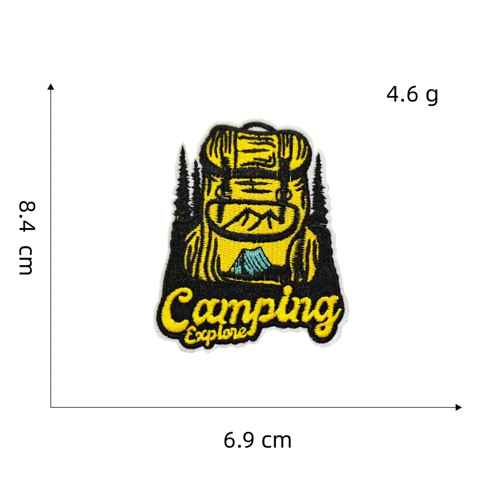 Outdoors Camping Embroidered Patch DIY Iron On Patches For Clothing Thermoadhesive Patches Mountain Adventure Patch For Backpack