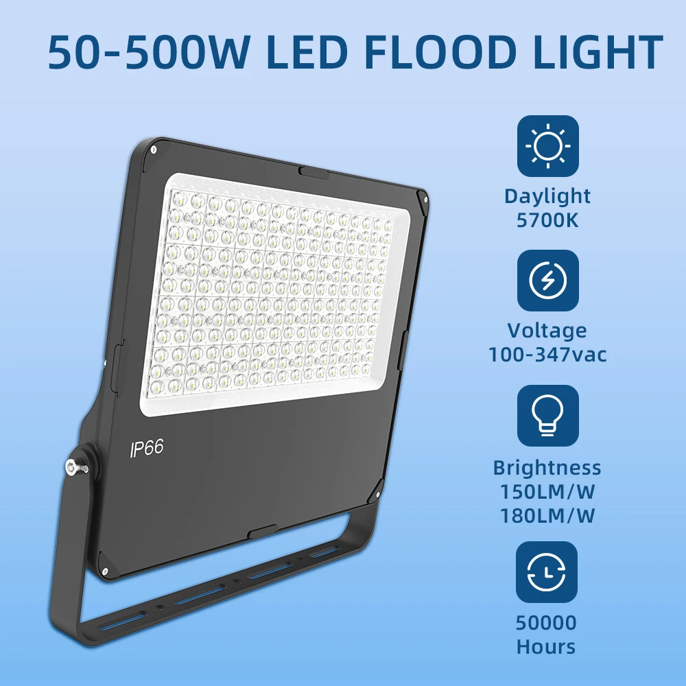 High Lumen Outdoor Light Emitting Diode Flood Light 150mm/Watt 100W/150W/200W/500W IP66
