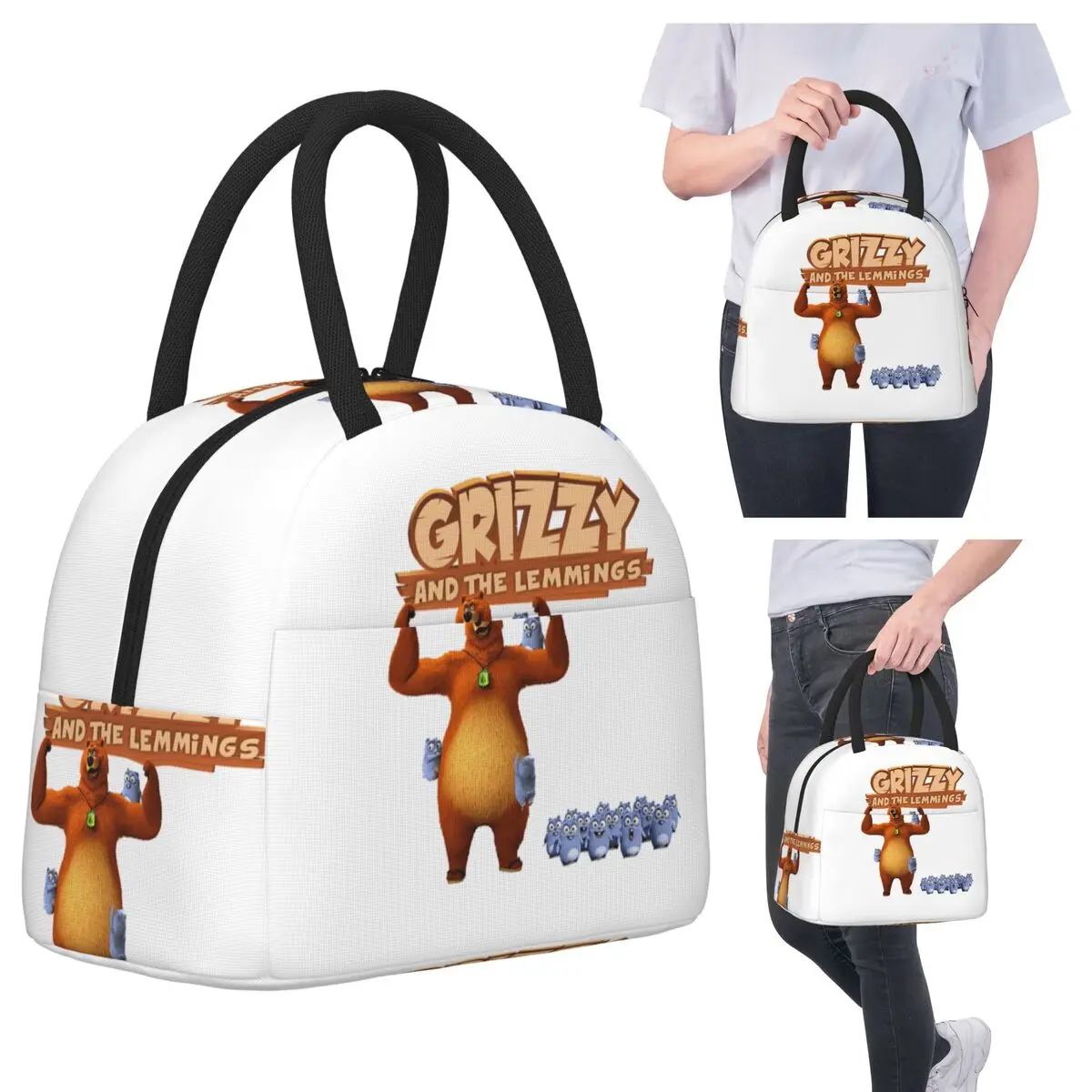 

Grizzy And The Lemmings Insulated Lunch Bag for Kids School Cooler Thermal Food Box Tote Leakproof Lunch Boxes Container