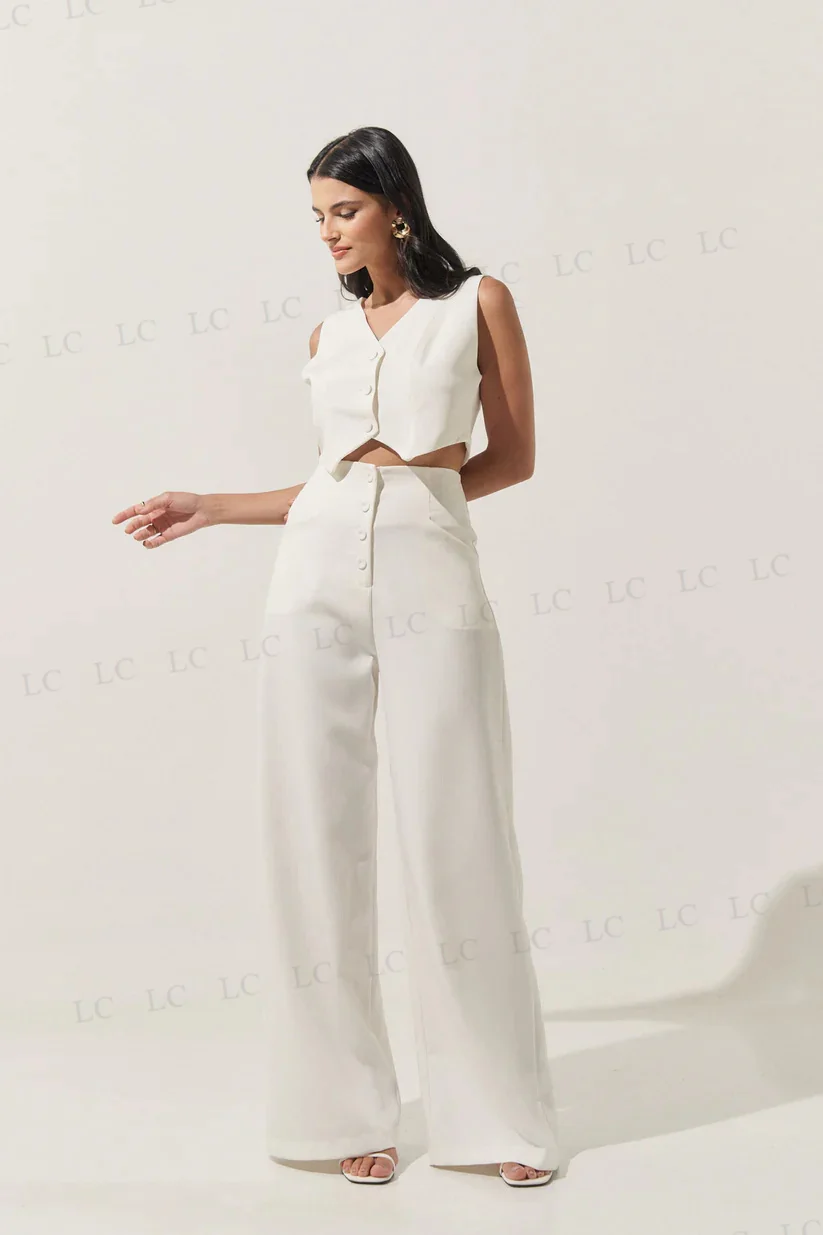 Simple Design Sexy Women Suits 2 Pieces One Button Vest Pants Gentle Claasic Slim Fit Plus Size Custom Made Mother Of The Bride