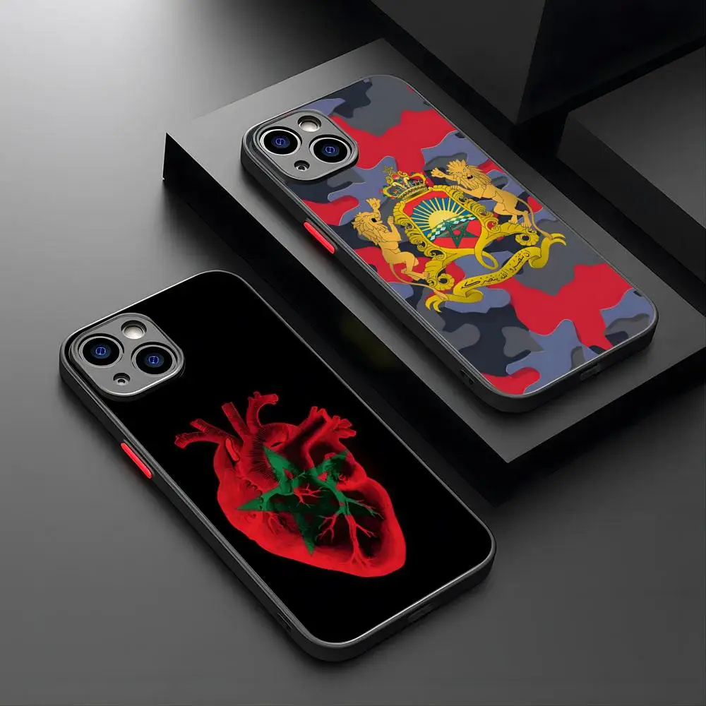 Morocco Flag Phone Case For iPhone 15 14 12 13 11 Pro Max XR XS Mini X 7 8 Plus matte Cover