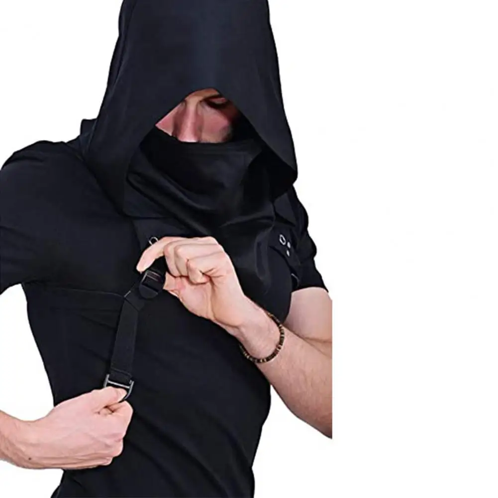 Cyberpunk Cowl Hood Sjaal Korte Middeleeuwse Cape Assassin Hoed Pagan Kostuum Accessoire WarriorCloak Outfit Voor Halloween Cosplay