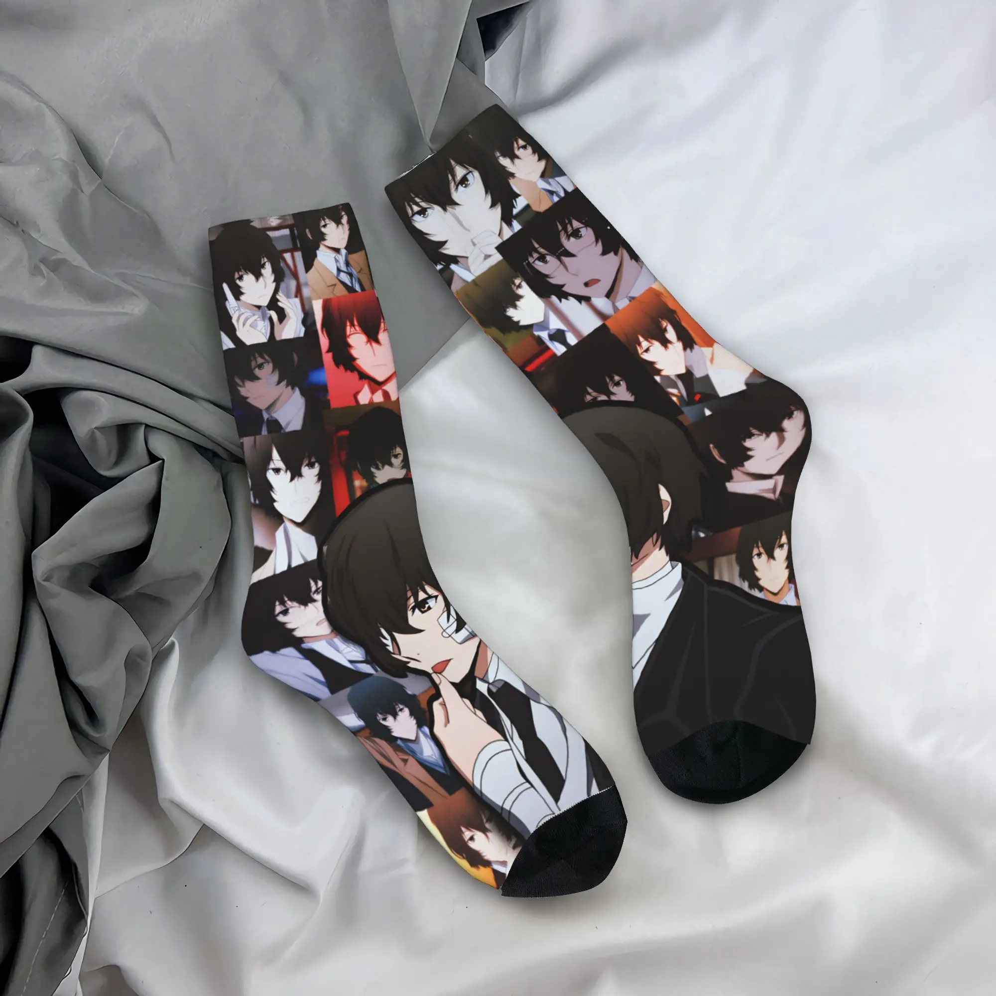 Dazai Bungo Stray Dogs Socks Spring  Stockings Casual Unisex Men Quality Socks Graphic Climbing Non Slip Socks