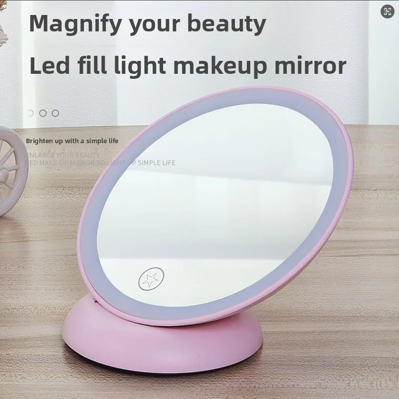 Specchio cosmetico ingranditore 10x con luci Touch Screen Illuminazione a LED Spogliatoio Lampada per trucco Ventosa inferiore Design portatile flessibile