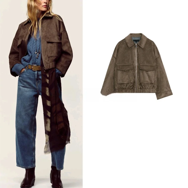 

Осенняя новинка: Женская куртка из искусственного меха с эластичным низом, длинными рукавами, свободного кроя, дышащая, на молнии, модная верхняя одежда