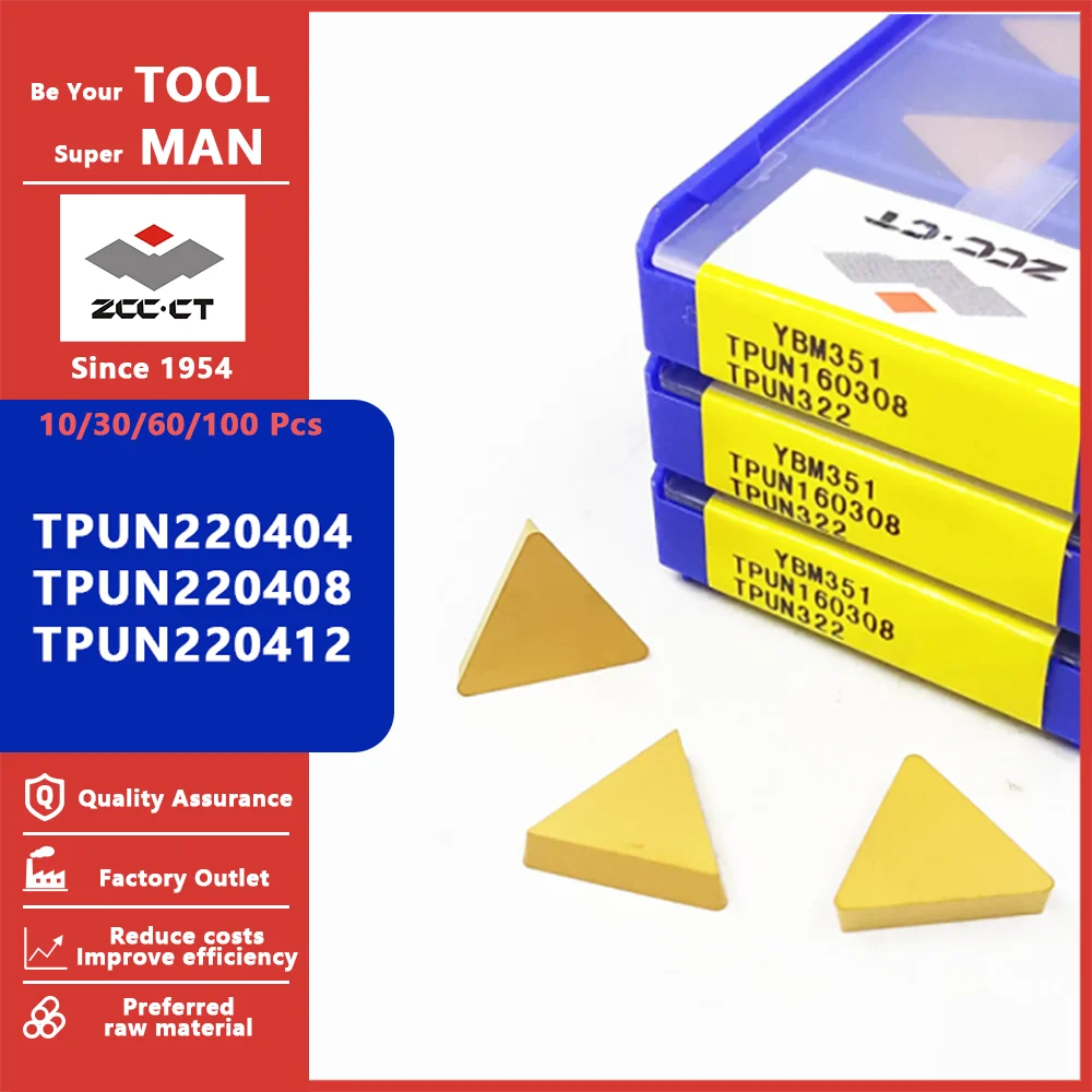 

ZCCCT TPUN220404 TPUN220408 TPUN220412 YBD151 YC30S YBC301 YBC251 Milling Carbide Insert Blade Lathe Turning Cutting Tool