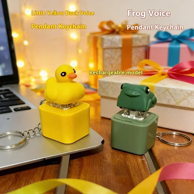 Juguete Antiestrés con Sonido de Rana, Llavero con Sonido de Rana y Luces Led, Divertido Regalo para Niños y Niñas