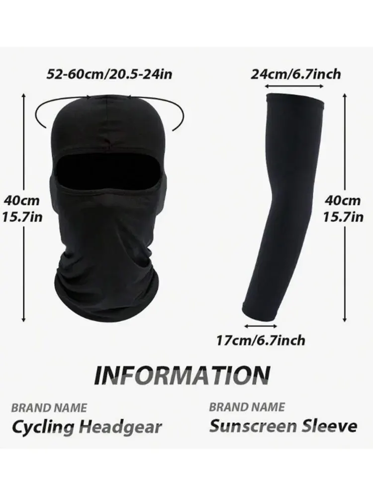 Cycling Protective Mask and Outdoor Fingerless Ice Silk Sleeve Set, Breathable, Sun Protection and UV Protection.