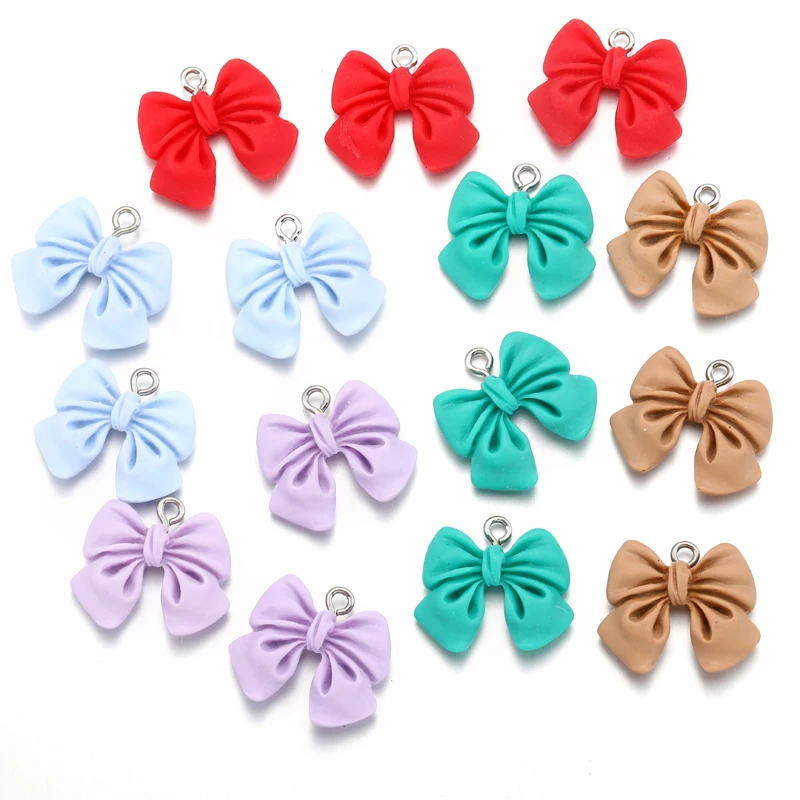 10Pcs 5 Color Resin bow tie Charms For Earrings bracelets Keychain Pendant DIY Jewelry Making 19x22mm W323