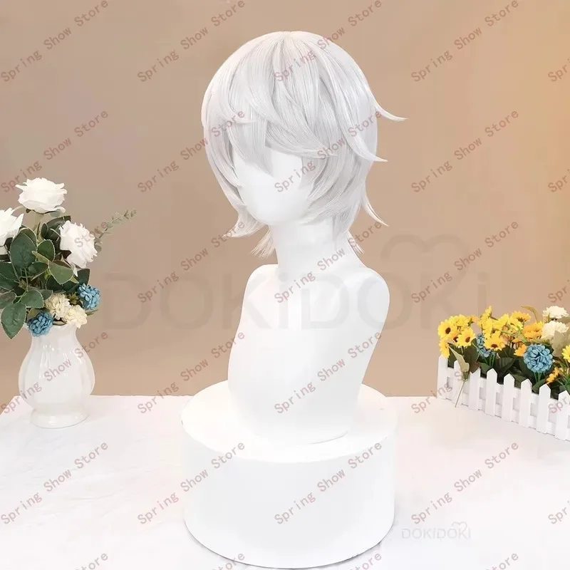 DY20Death Note Nate River Capelli sintetici Copricapo cosplay Parrucca corta bianca argento25
