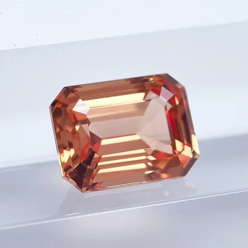 Lab Grown Sapphire Sunset Orange Color Emerald Cut VVS1 Gemstone Charms DIY Jewelry Making Materials Selectable AGL Certificate