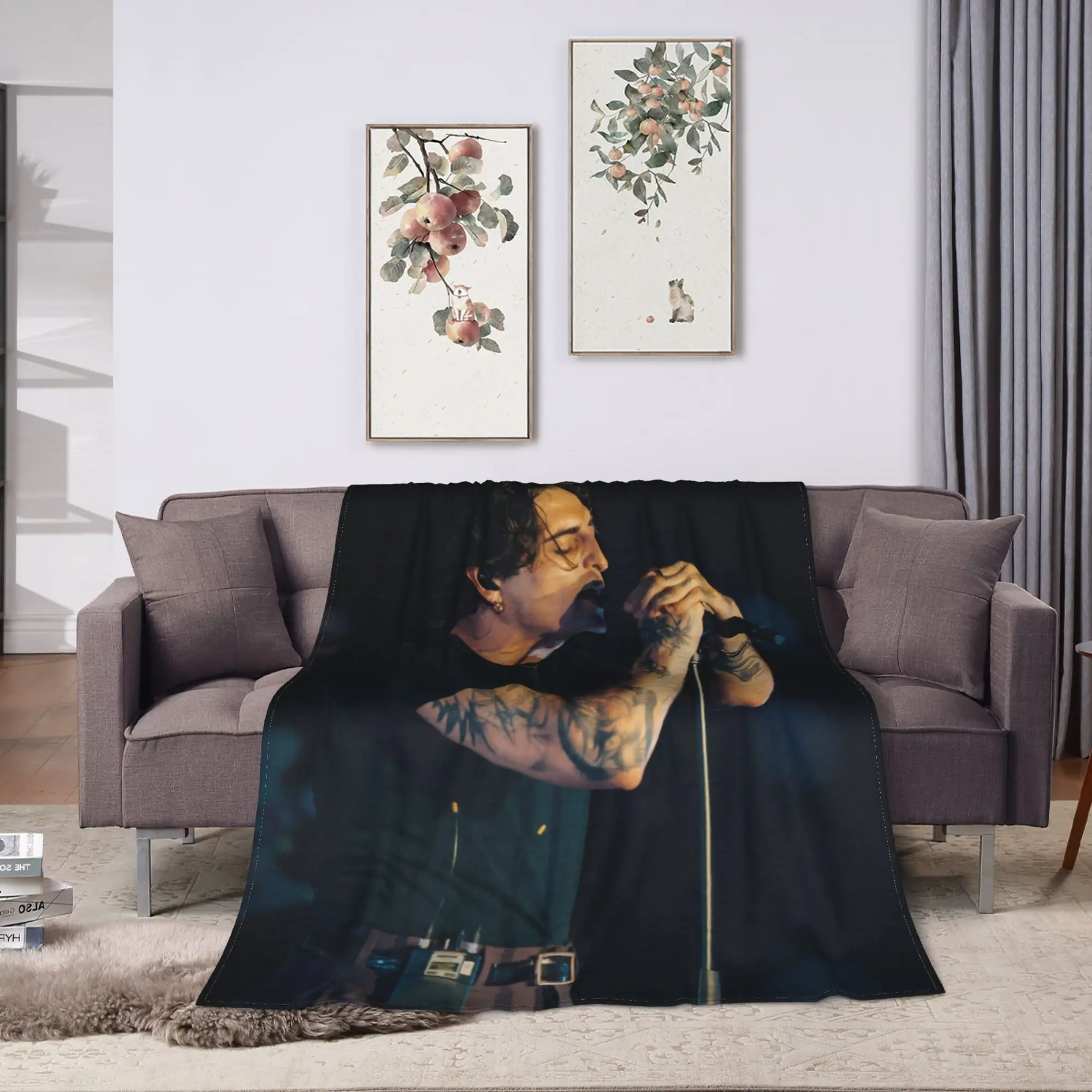 Damiano David Singer Blanket  Soft Warm Print Plush Throw Blanket For Bedroom Decorative Flannel Bedspread Bed Cover