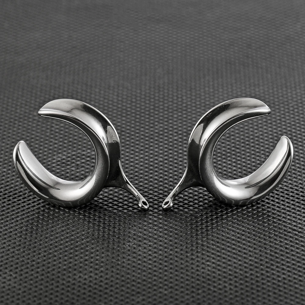 Casvort 2PCS DIY Saddle Ear Plugs Hangers Tunnels 316 Stainless Steel Fashion Ear Gauges Expander Women Piercing Body Jewelry