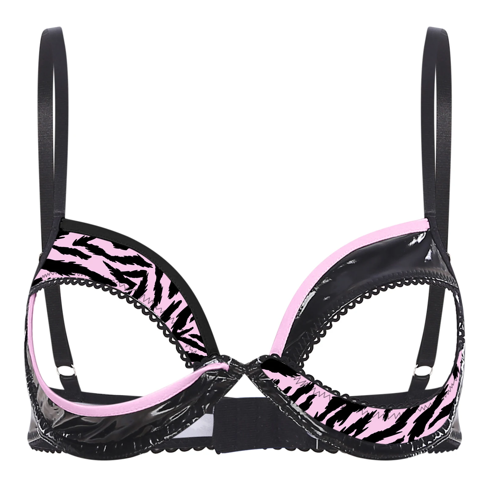 

Women Sexy Hollow Out Cup Bra Bralette Chic Patchwork Underwire Push Up Balconette Lingerie Nipple Exposed Brassier Underwear